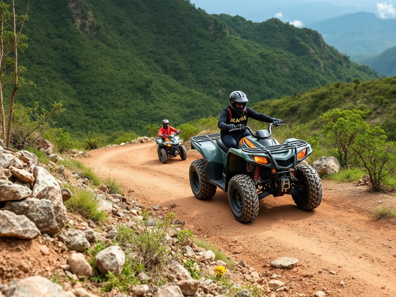 Quadriciclos em trilha montanhosa